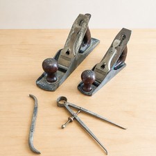 Vintage Lakeside Set of 2 #5, #3 Wood Plane, Caliper, Cotter Pin Puller Wrench picture