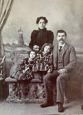 1890’s CABINET CARD PHOTO Family Four Adorable Young Sisters Antique picture