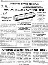 1953 Print Ad of Sha-Cul Muzzle Control Tube Rifle Anti-Recoil Device picture
