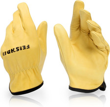 Kids Leather Gardening Gloves, Toddler Small (2-3 Years Old) Yellow - 1 Pairs picture