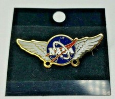 Rare NASA Logo Flight Wings Space Mission Enamel Pin Badge NOS PB164 picture