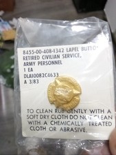 Vintage Retired Civilian Service Army Lapel Button Pin Sealed Unopened New picture