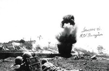 R.V. Burgin auto/signed 4x6 photo WW II Battle of Okinawa Pacific Theater LOOK picture