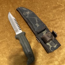 Vintage 1989 Buck 639 Fieldmate Survival Knife Saw Back & Camo Sheath USA Made picture