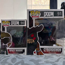 Funko Pop Games Vinyl Figure Lot DOOM 2016 #90 Space Marine and #91 Cyberdemon picture