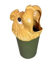 Vintage Fesco Circus Lion Kid's Plastic Trash Can Bin Green picture