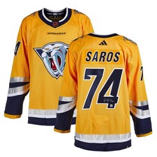 Juuse Saros Autographed Nashville Predators (Gold #74) Adidas Jersey - AJ picture