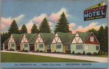 c1950s BROOKINGS, Oregon Postcard WESTWARD MOTEL Highway 101 LINEN / Unused picture