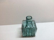Antique Rich Aqua Burst Top Double Pen Rest Inkwell. picture