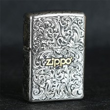 Tang Grass Engraved Silver Zippo Limited Heavy Armor Deep Engraved picture