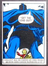 1966 Donruss Marvel Super Heroes #12 IRON MAN Rookie GET THE LEAD OUT gum card picture