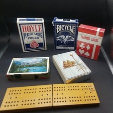 Vintage Playing Card Lot of 5 Complete Decks Some Sealed Stamped Plus Cribbage picture