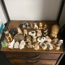 Vintage Animal Figurine Lot Stone Critter Littles Sandicast Dogs Collectibles picture