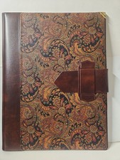 Vtg Embossed Leather Brown And Pinkish Floral Patterns 14x10” Planner New. picture