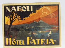 Luggage label 1930's  Hotel Patria Napoli picture
