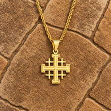 Blessed Jerusalem Cross Necklace Gold Plated Holy Land Christian Pendant Gift picture