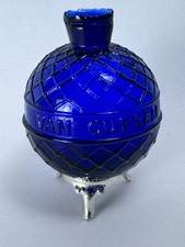 Rare 1880s Van Cutsem COBALT BLUE QUILTED ROUND GLASS Target Trapshooting Ball picture