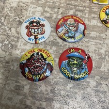 Topps 1960's Lot of 4 VTG Ugly Pinbacks Japan picture