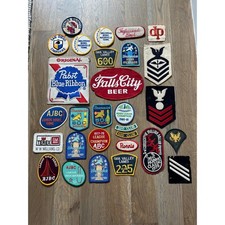 Lot of 29 Vintage Sew On Patches 1970's Beer Bowling Military NFL PBR Falls City picture