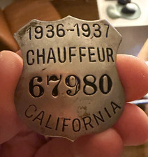 1936-1937 California Chauffeur Badge License Plate Tag #67980 picture