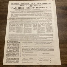 WWI Document 1920 Infantry War Risk Insurance War & CALLING ORDER CUSTER Vtg picture
