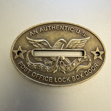 Post Office Box Door Coin Slot-1 Original Fancy SOLID BRASS, USA, picture