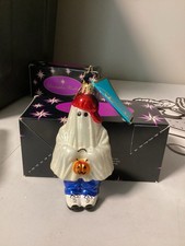 Christopher Radko Halloween Blown Glass Little Trickster Ghost Ornament NWT picture