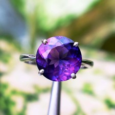 8 CT Natural Purple Blue Sapphire Certified Ring In 925 Sterling Silver All Size picture
