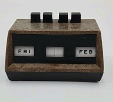 Vintage Perpetual Desk Calendar Faux Wood Day Date Month Mid Century Decor picture