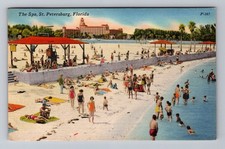 St. Petersburg FL-Florida, Beach and Hotel, Postal PC Vintage c1954 Postcard picture