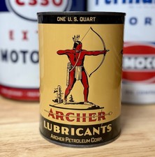 Vintage NOS Archer Lubricants Aircraft Grade Oil Can Quart FULL picture
