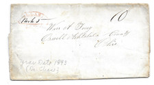 Antique 1843 Stampless Letter Wm of Torry Orwell Ashtabula County Ohio Dr. Chase picture