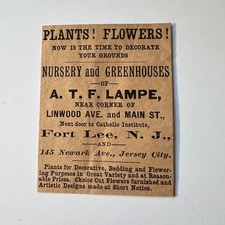 Nursery & Greenhouses ATF Lampe Fort Lee NJ 1885 Englewood NJ Ad 5AK8-M34 picture