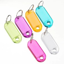  10pcs Plastic Key Tags Metal Ring Luggage Card Name Label Keychain Split Rings picture