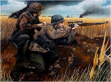 WW2 WWII German ELITE STEEL HELMET CAMO SNIPER Military War Poster Print picture