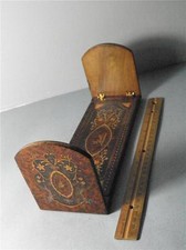 Antique Sorento Italy  Cherub Birds Painted Marquetry  Inlay Burl Wood Bookrack picture
