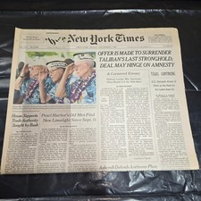 The New York Times December 7 2001 Newspaper Taliban Last Stronghold Pearl Harbo picture