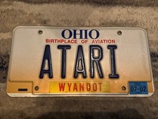 Ohio Vintage License Plate ATARI Wyandot County Birthplace Of Aviation 2002 picture