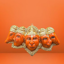 Panchmukhi Hanuman Ji Murti Statue for Door Entrance 17.6 cm Orange Polyresin picture