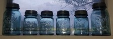 SET / LOT OF 7 ANTIQUE BALL JARS WITH ZINC LIDS picture