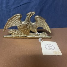 Vtg.1952 Virginia Metal Crafters Brass Spread Eagle Desk Weight Book End TAG REA picture