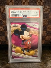 2025 Topps Chrome Disney Mickey Mouse Pink Refractor.  /250 PSA 9 picture