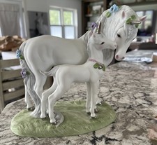 Princeton Gallery Love's Devotion  Unicorn Mare & Foal Pristine Platinum 1990 picture