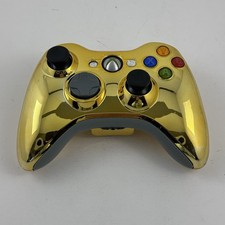 Gold Chrome OEM Xbox 360 Wireless Controller Stuck Back Button Tested Working picture