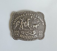 Vintage 1985 Hesston Belt buckle National Finals Rodeo Fred Fellows Design picture
