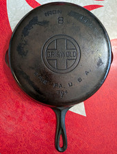 Vintage Griswold #8 Cast Iron Skillet 704 J Large Block Logo Smooth Bottom picture