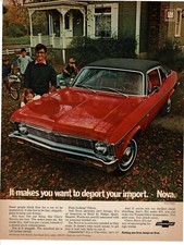 1969 Chevrolet Chevy Nova Red 2 door coupe Boys on Bikes Vintage Print Ad  picture