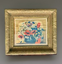 Antique Art Nouveau Gilded Wood & Gesso Frame with Print Circa 1925 picture