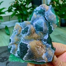 2LB Natural green fluorite and quartz crystal symbiotic mineral specimen picture