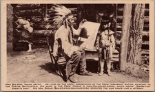 Max Big-Man Crow Indian Artist Son Edgar Custer Battlefield RPPC Postcard picture